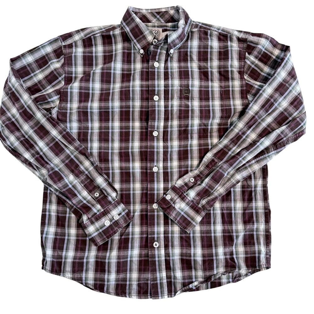 Boys Cinch Plaid Button Down Shirt Size XL Western Long Sleeve